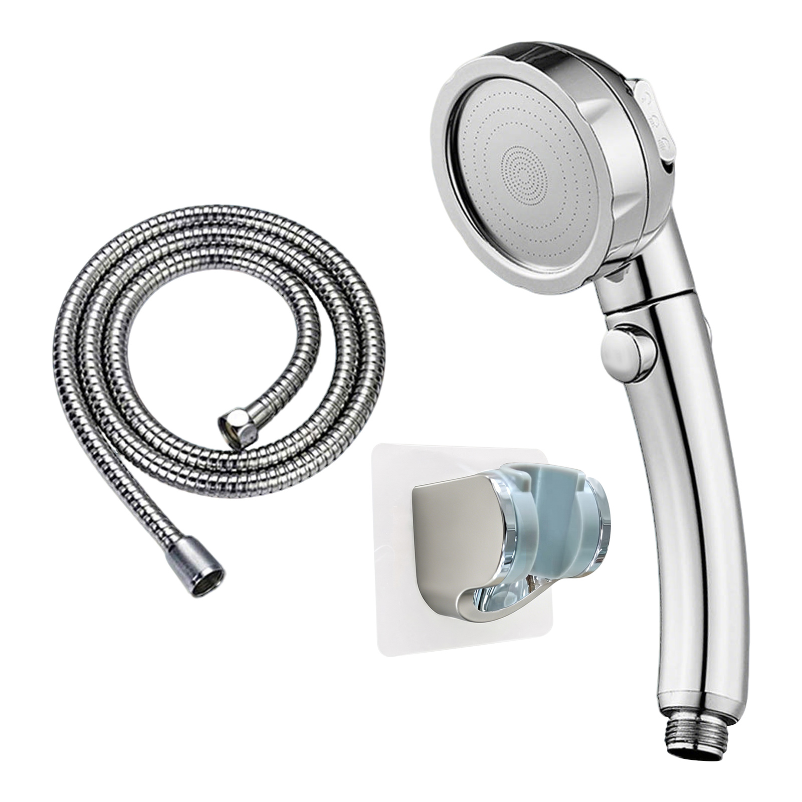 Bohrungsfreie Hochdruck-handbrause Mit 1/2-zoll-anschluss, Mit Pausenschalter, 3 Wasserstrahlmodi, Wassersparende Badeduschbrause Mit 150-cm-schlauch