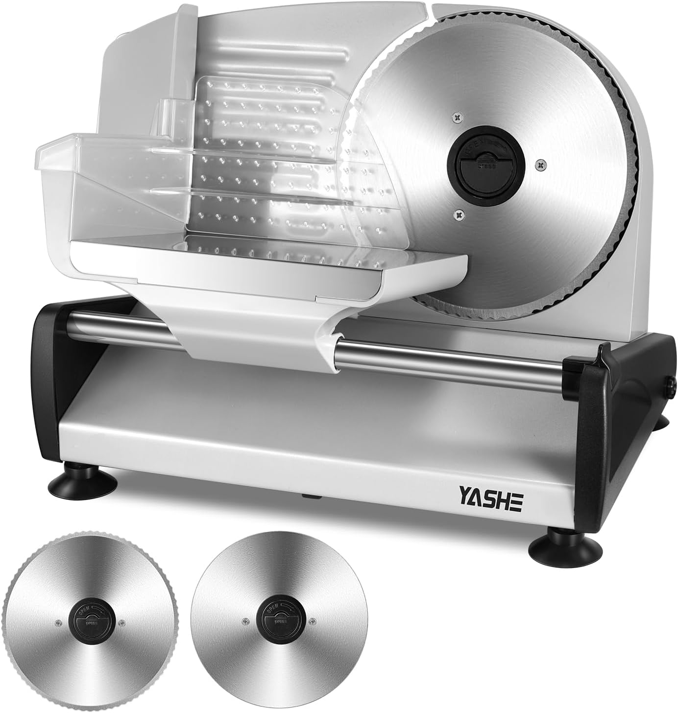 Yashe Fleischschneider-sl-518,200 W, 19 Cm Doppelklingen, 0–15 Mm Schnittstärke, Silber