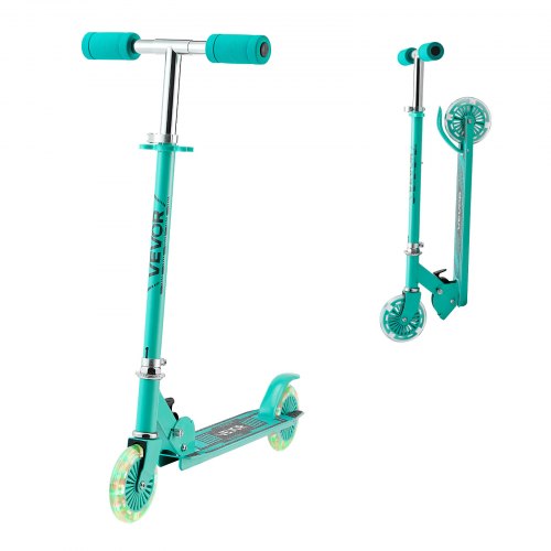 VEVOR Scooter (2 Räder) für Kinder ab 3 Jahren, Cityroller Kinderroller mit leuchtenden Rädern & höhenverstellbarem Lenker & rutschfestem Deck & faltbarem Rahmen, Tretroller bis zu 50 kg, Grün