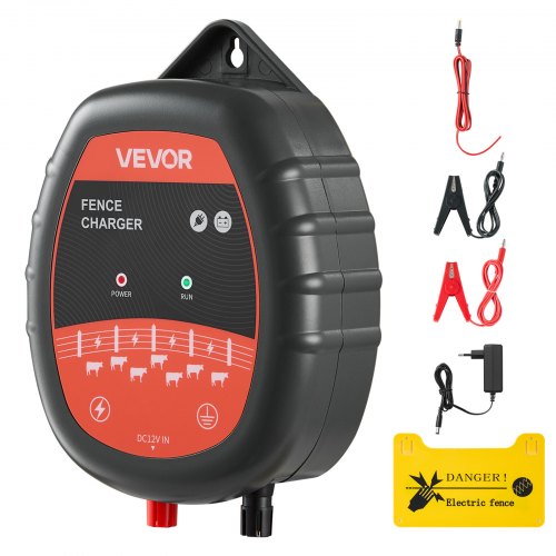 VEVOR Weidezaungerät, 10 kV 1J, AC/DC Elektrozaungerät mit LED-Anzeige, Reichweite 3 km, Leistungsstarkes Plug-in-Ladegerät, zum Schutz von Eindringen vor Wildtieren für Nutztiere & Geflügel
