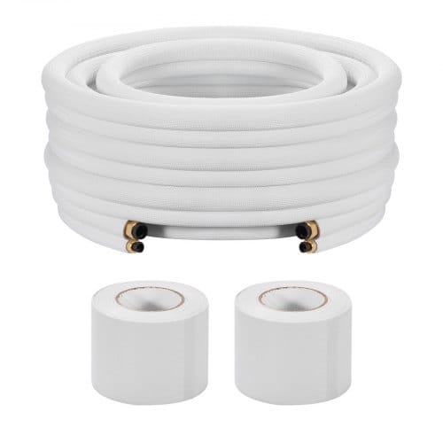 VEVOR Kältemittelleitung 15,24 m, Kupferleitung 6,4&12,7 mm Außendurchmesser, PE-isolierte Spule mit Bördelmuttern, Umreifungsbänder, für Mini-Split-Klimaanlage, HVAC oder Wärmepumpensystem