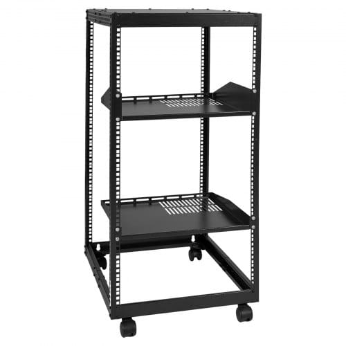 Vevor 20u Server-rack Mit Offenem Rahmen, Freistehender Oder Wandmontierter Netzwerk-server-rack, 4-pfosten-av-rack Mit Rollen, Bietet Platz Für Ihre Gesamte Netzwerk-it-ausrüstung, Av-ausrüstung
