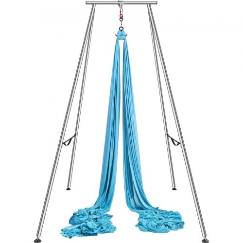 VEVOR Aerial Yoga Hängematte mit Yogarahmen 12 x 2,6 m, Blau Yoga Swing Air Fliegen, Yoga-Schaukel Hammock Swing 250 kg Max. Tragfähigkeit, inkl. Yoga-Socken & Fußpolster, Anti-Gravity-Übungen