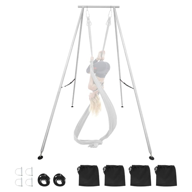 VEVOR Yoga-Ständerrahmen Schaukelständer (291 cm hohe) mit max. 250 kg Tragkraft & dreieckiger Struktur & Luftseil-Rig & rutschfester Basis, multifunktionales Hängemattengestell (nur Rahmen)