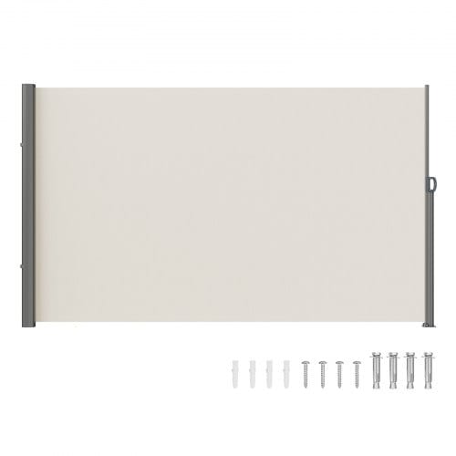 VEVOR Seitenmarkise 180 x 300 cm Seitenwandmarkise aus 180 g/m² Polyestergewebe mit PU-Beschichtung Markise einziehbarer Griff mit Federmechanismus Sichtschutz Blickschutz für Balkone Innenhöfe Beige