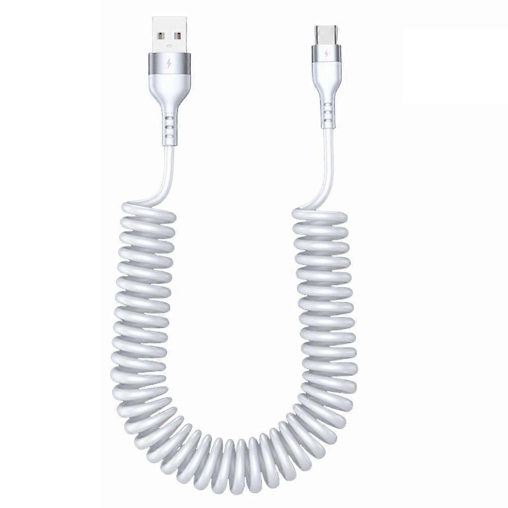 Usb-auf-usb-c-spiralkabel, Einziehbares Kfz-ladekabel, Kompatibel Mit Iphone Und Android, Datenübertragung Per Federmechanismus, 5a-schnellladekabel