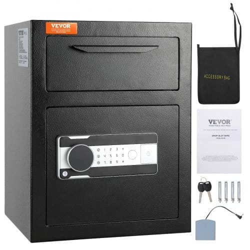 VEVOR 1,7 L Depository Safe, Deposit Safe mit Drop-Slot, elektronischem Codeschloss und 2 Notfallschlüsseln, 45 x 30 x 35 cm, Geschäftssafe für Bargeld, zu Hause, Hotel, Büro