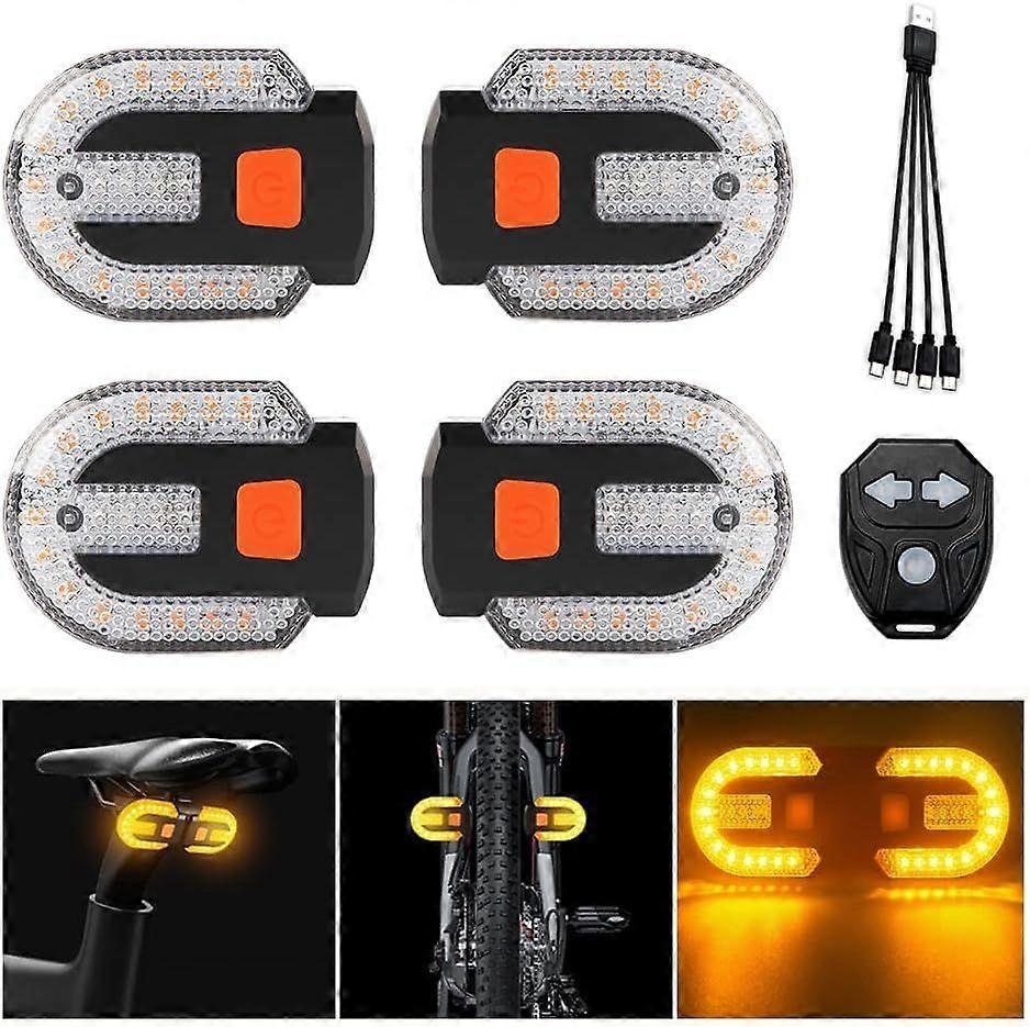 Neuestes 4-teiliges Fahrradblinker-set Mit Sirene, Usb-ladefernbedienung (modelljahr 2025)