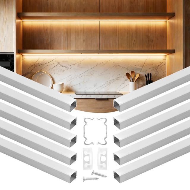 Vevor Led Profil 10er-pack 2 M, Eloxierte Aluminiumprofile Mit Milchiger Abdeckung, Endkappen & Befestigungsclips, Kanäle, Diffusor, Leiste, Ideal Für Led-streifen, U-förmig, Plus-size