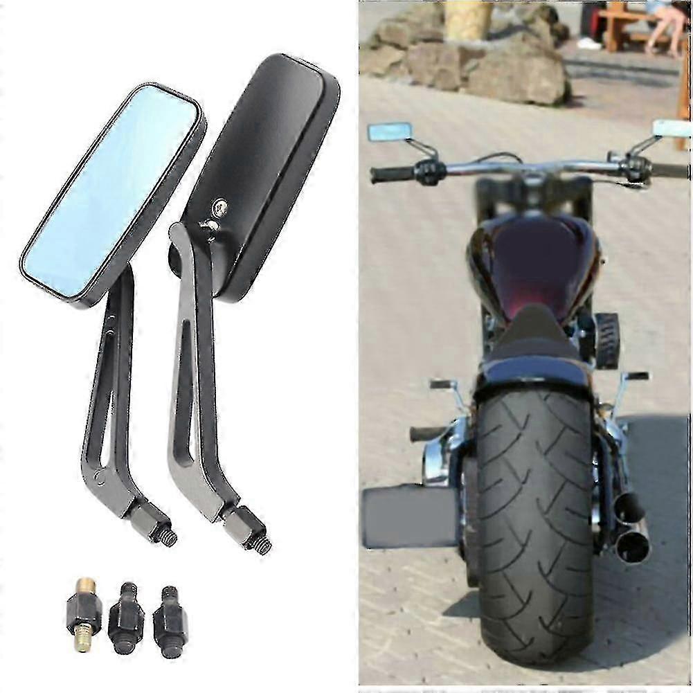 Qx Schwarze 8mm 10mm Rechteckige Motorrad-rückspiegel Seitenspiegel Für Harley Cruiser Bobber Chopper Softail Dyna Breakout Fxsb Hwy