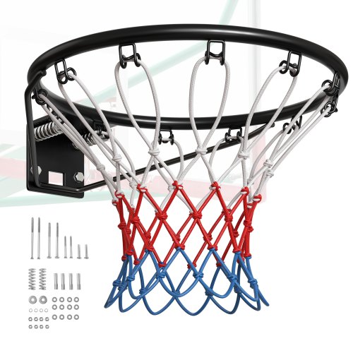 VEVOR Basketballkorb Hangring Basketballring 485 mm, Basketball Basketballring Netz 595 x 485 x 120 mm Qualität-und Sicherheitsgeprüft Indoor & Outdoor, Universal Stabiler Basketballkorb Orange