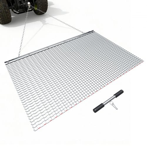 VEVOR Schleppegge 1525x914mm, Wiesenegge, Wiesenschleppe, Feldegge aus Verzinktem Stahl mit Anhängekette, Anbaugerät für ATVs, UTVs & Traktoren zum Einebnen von Schotterwegen, Fahrspuren & Feldern
