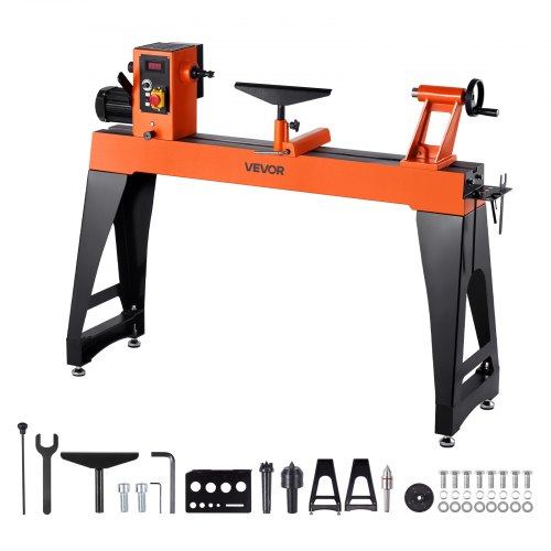 VEVOR Drechselbank, 1,5 PS, Drechselmaschine mit variabler Drehzahl von 150 bis 3200 U/min, Drehtischmaschine 406x1020 mm Werkbank, Drehbank, für mittlere bis große Holzbearbeitungsprojekte