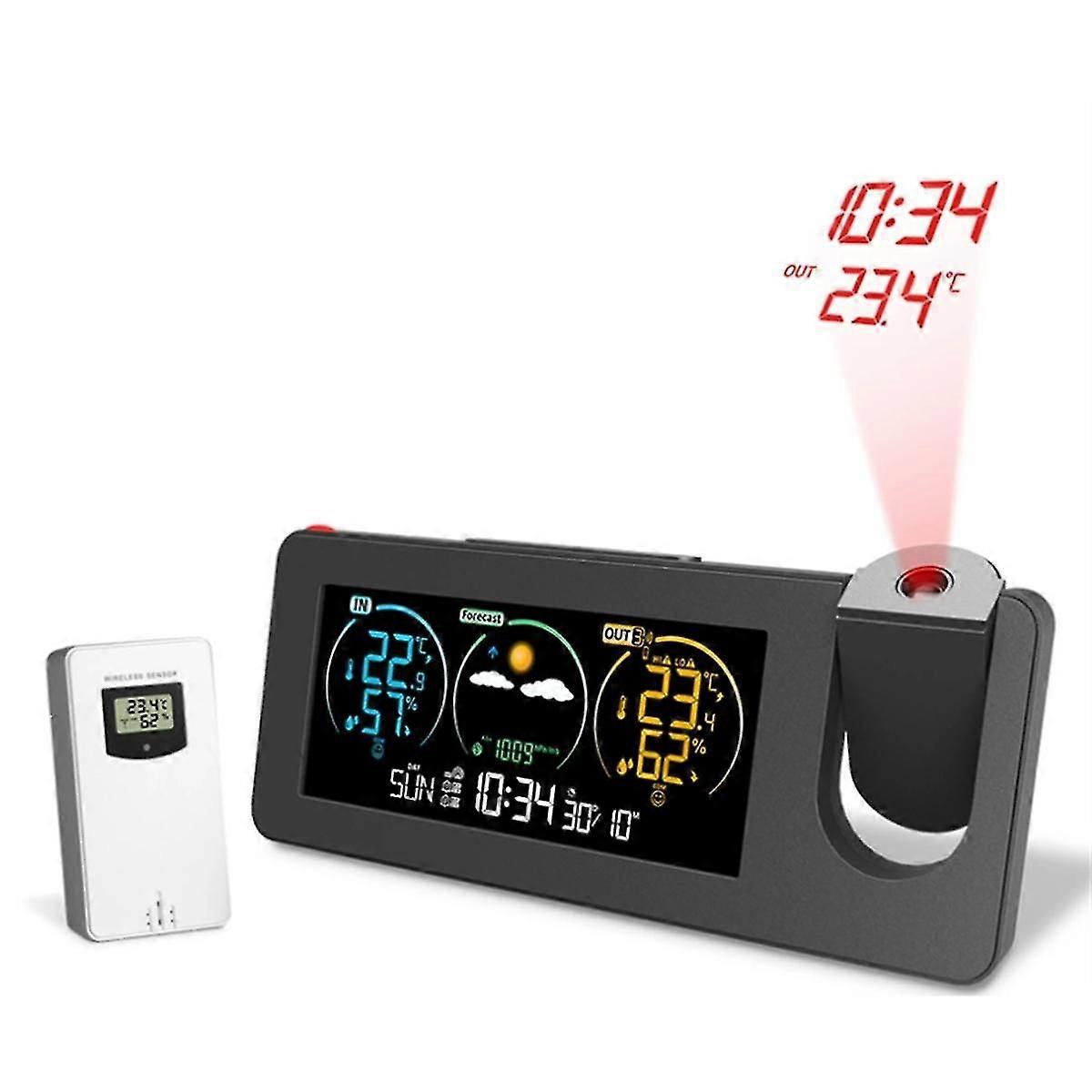 Zx3538 Neue Elektronische Projektionsuhr Wetterstation Wettervorhersage Temperatur Und Luftfeuchtigkeit Di