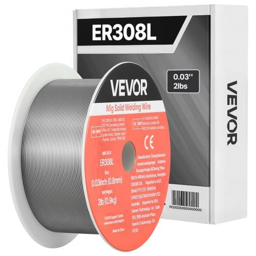 VEVOR MIG-Schweißdraht 0,8 mm, Schweißmassivdraht ER308L, Schutzgasdraht, 0,9 kg Edelstahl-Drahtrolle mit Hoher Zuführfähigkeit für Schutzgasschweißen in Allen Schweißpositionen, 1 Stk.