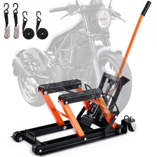 VEVOR Hydraulischer Motorradheber 700 kg Belastbar Motorrad Heber Motorradhebebühne Montagebock Motorrad, Einstellbare 120-385 mm Montagebock Motorradlift, Motoständer in Garage & Außenbereichen