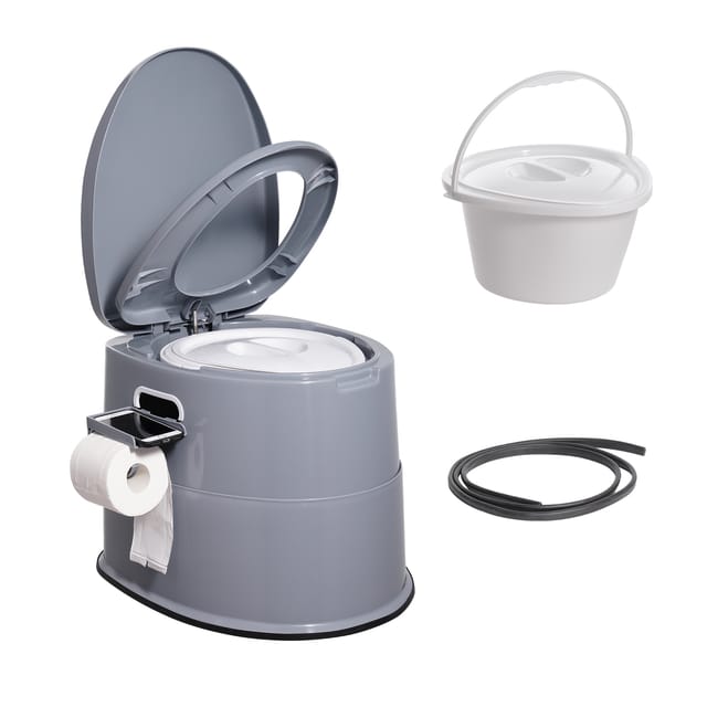 Vevor 5 L Campingtoilette Mit Toilettenpapier- Und Handyhalter, Tragbare Campingtoilette 500 X 467 X 400 Mm Reisetoilette Nottoilette Weiße Toiletten 136,1 Kg Gewichtstragfähigkeit Wohnmobiltoilette