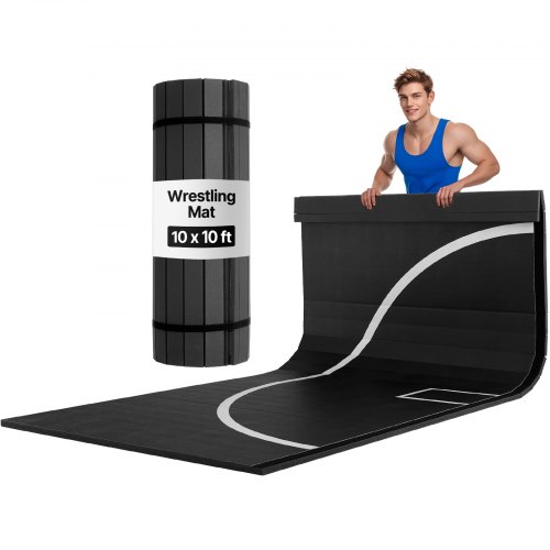 VEVOR Kampfsportmatte 3 x 3 m für Workouts im Heim-Fitnessstudio, wasserfeste aufrollbare Trainingsmatten Fitnessmatte für Gymnastik Tatami Jiu-Jitsu MMA Judo Boxen, Sportmatte Yogamatte Schwarz
