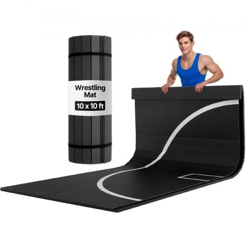 VEVOR Kampfsportmatte 3 x 3 m für Workouts im Heim-Fitnessstudio, wasserfeste aufrollbare Trainingsmatten Fitnessmatte für Gymnastik Tatami Jiu-Jitsu MMA Judo Boxen, Sportmatte Yogamatte Schwarz