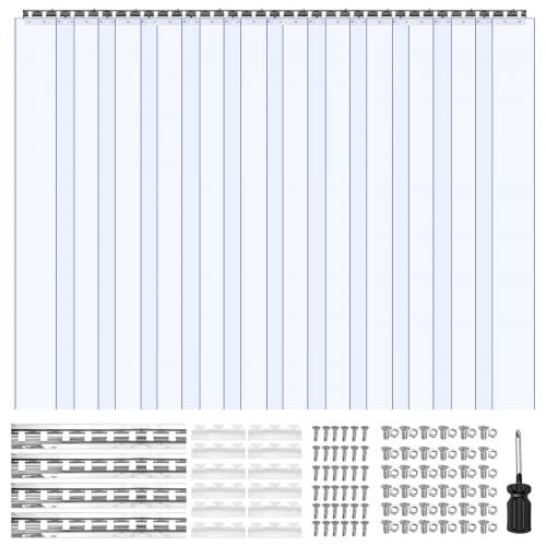 VEVOR PVC-Streifenvorhang, 1830x2134 mm, 2 mm Dicke, 12er-Pack Lamellenvorhang, -20-60℃ Vorhangstreifen, glatte, Kunststoff-Türstreifen für Lager-, Gefrierschrank- und Garagentore, transparent
