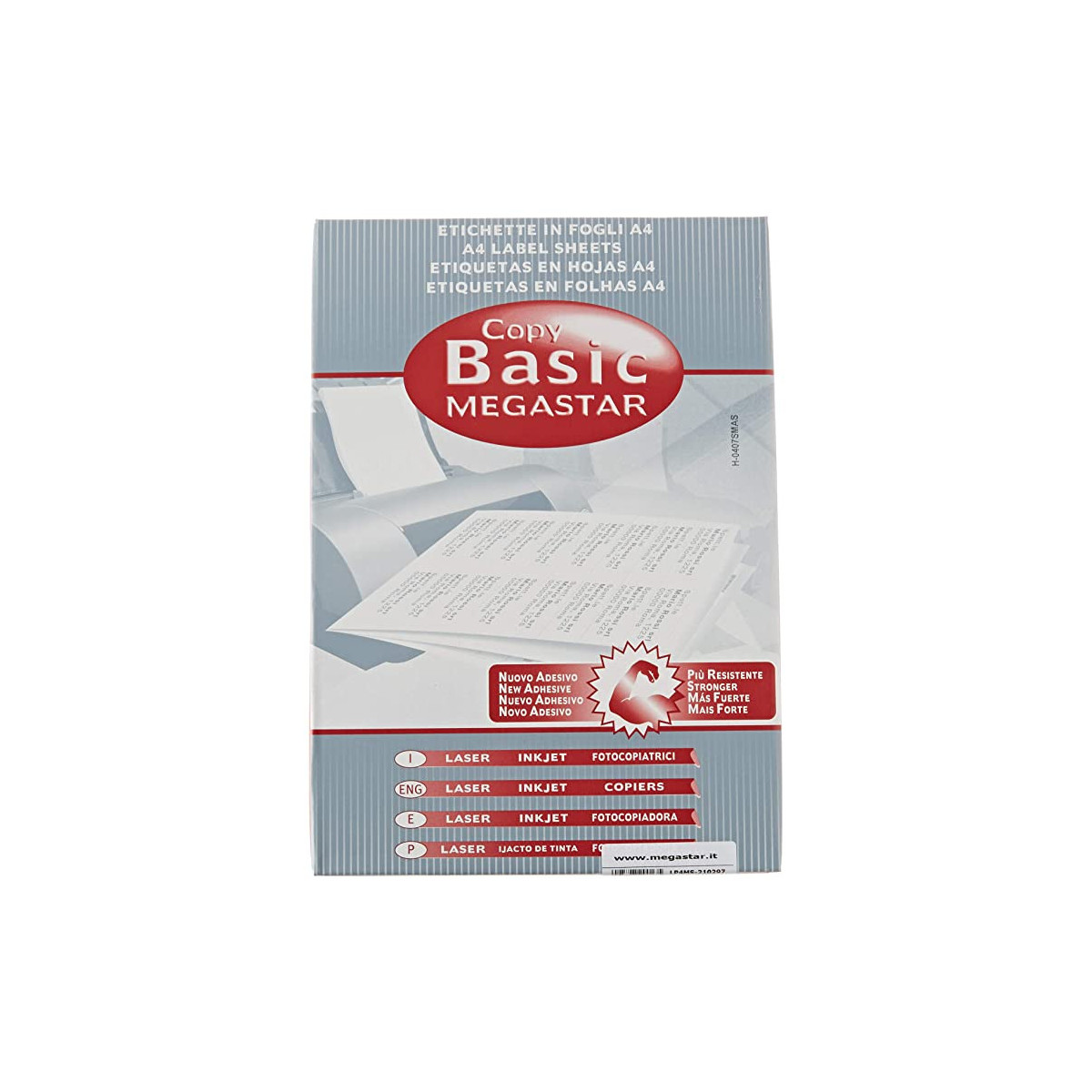 Megastar Selbstklebende Etiketten Auf A4-bögen, Weiß, Permanent 70x36 Mm - 24 Etiketten Pro Blatt, 100 Blätter, Insgesamt 2400 Etiketten