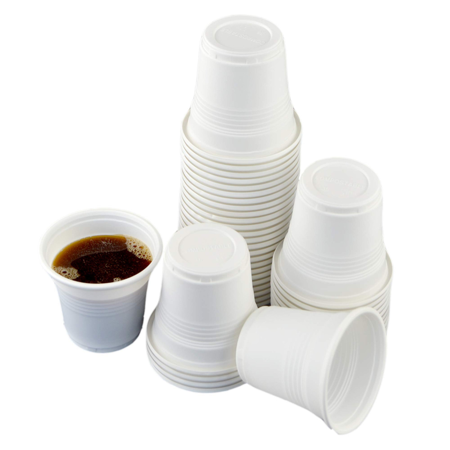 Ilip Bio-kaffeebecher Aus Mater-bi, 85 Ml - Weiß - Packung Mit 40 Stück