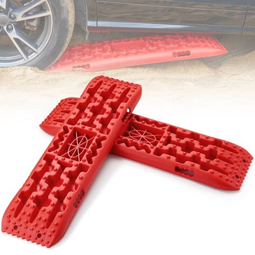 VEVOR 10 TONNEN Traktionsbretter mit PP-Material, Bergungsbretter für Geländefahrzeuge/Autos/Pickups/SUVs/Wohnmobile, Paar Reifen-Traktionsmatten auf Schnee, Sand, Schlamm und losem Untergrund, Aufbewahrungstasche, lang, orange