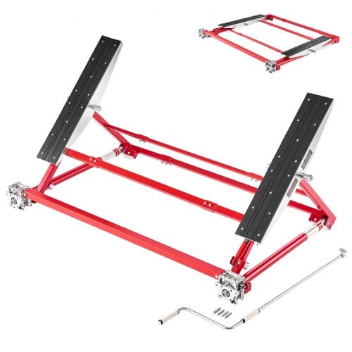 VEVOR Tragbare Hebebühne 2000 kg Tragkraft, Stahlkonstruktion mit Schnellheber & 585 mm Max. Hubhöhe & Verstellbarer Breite & Räder, Hebevorrichtung für Pkw Kleintransporter, für Garage Werkstatt