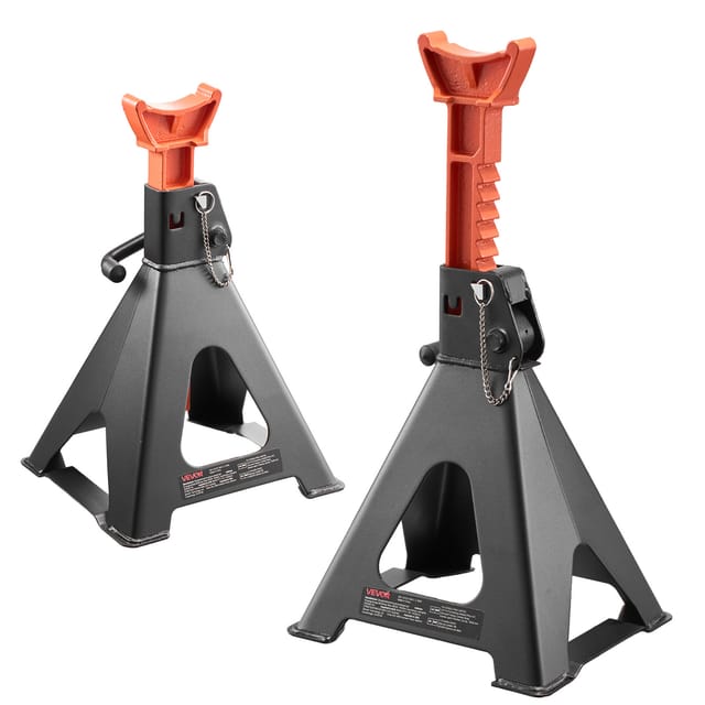 VEVOR Abstellböcke Unterstellböcke 6 t, Wagenheberständer 37-58 cm Höhenverstellbar, Stahlwagenbock mit Doppelverriegelung, zum Anheben von SUVs Pickups Pkw UTVs/ATVs, 1 Paar, 275 x 235 x 380 mm