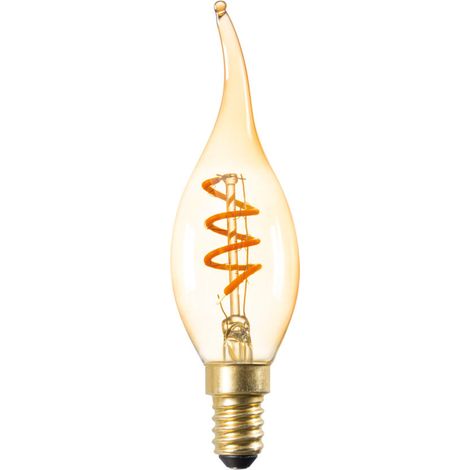 Glühbirne Zu Flamme Led Rétro, Sockel E14, 2,5 Watts, Teinte Ambrée, Ambiance Cosy Für Suspensions Und Appliques