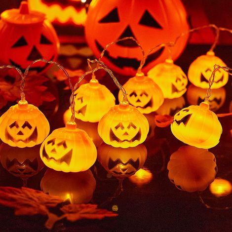 Halloween,guirlandes Leuchtend Halloween,halloween Lichterkette, 6m 40led Citrouille Guirlande Lumières, Halloween,