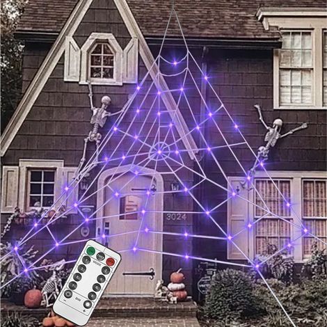 Lichterkette Toile D’araignée Halloween 5 X 5 M – 125 Led Violettes – 8 Modi D’beleuchtung – Für Décoration Fêtes