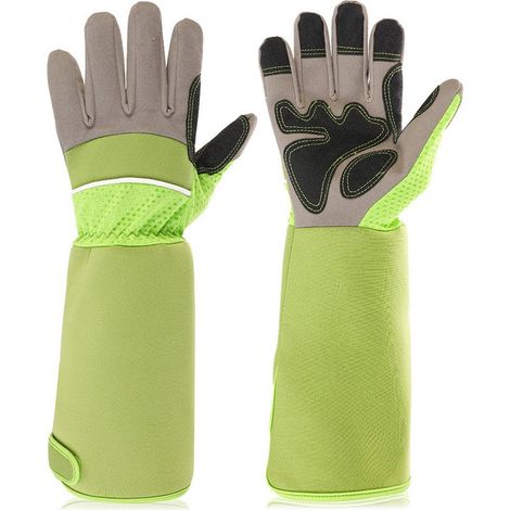 Set Von Handschuhe Gartenarbeit Longs, Schutz Contre Épines Und Coupures, Antidérapants, Verts, Résistants Und