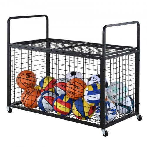 VEVOR Ballwagen Rollwagen 1150 x 610 x 912 mm Sportbällen, Abschließbarer Basketballkäfig Ballkäfig, Sportausrüstung für den Innen- und Außenbereich, Rollbar Aufbewahrungswagen aus Stahl für Garagen