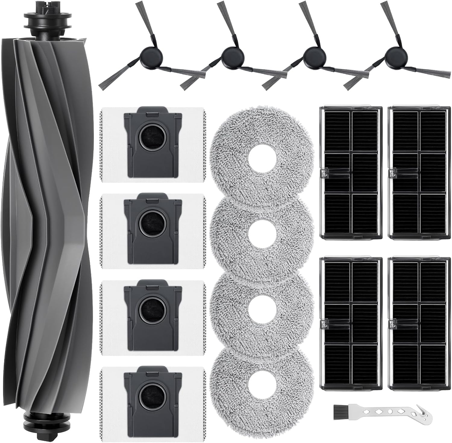 Set D'Zubehör Für Roboter Staubsauger Mova E40 Ultra - Stück Ersatz. 1 Bürste Principale, 4 Filter Hepa, 4 Pads