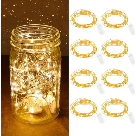 Mini Guirlande Led Zu Pile Wasserdicht, 8pcs 2m 20leds Mini Draht Cuivre Guirlande Led, Fairy Lights Girlande Licht