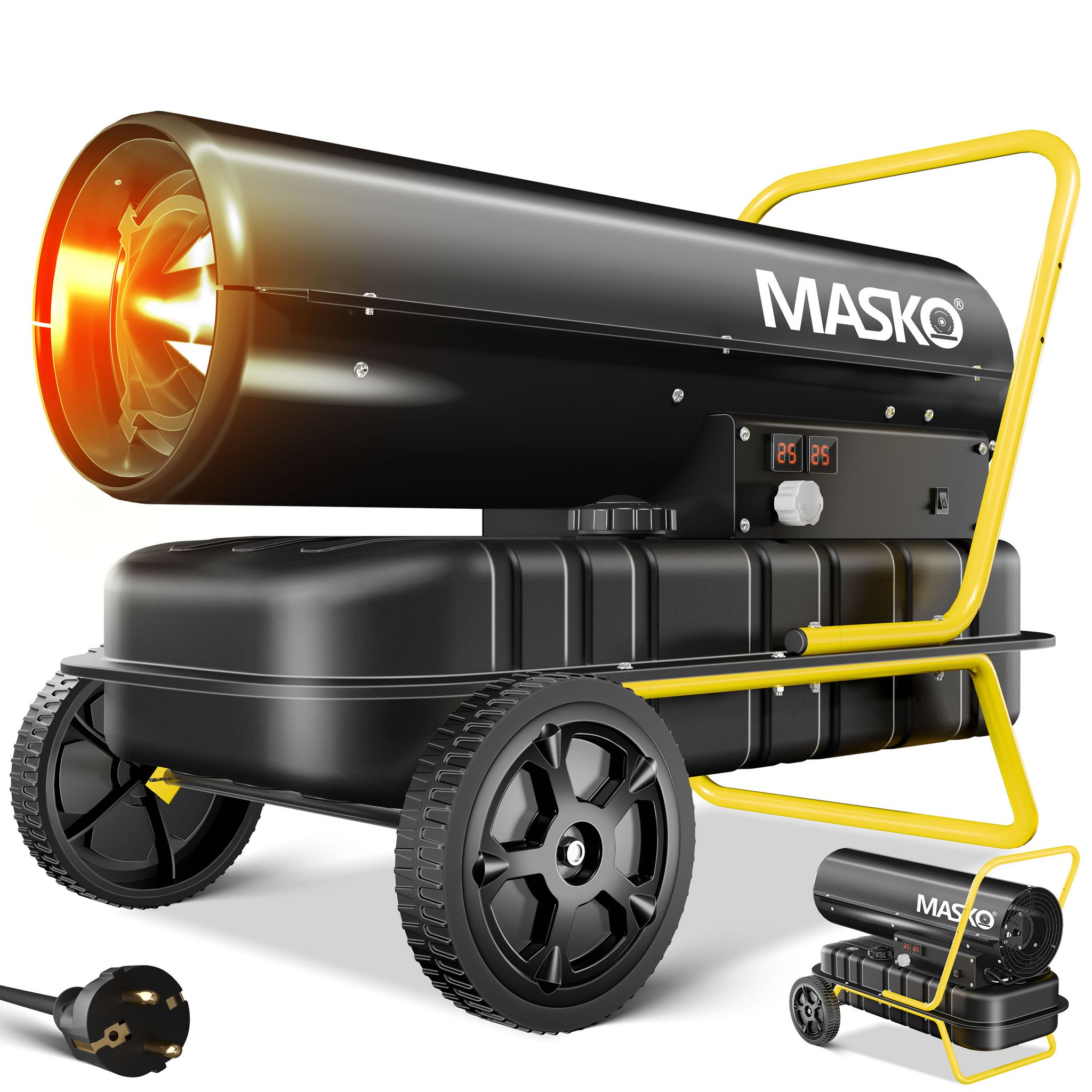 Masko® Diesel-heizkanone 30 Kw Mit Thermostat, 34 L - Schwarz/gelb