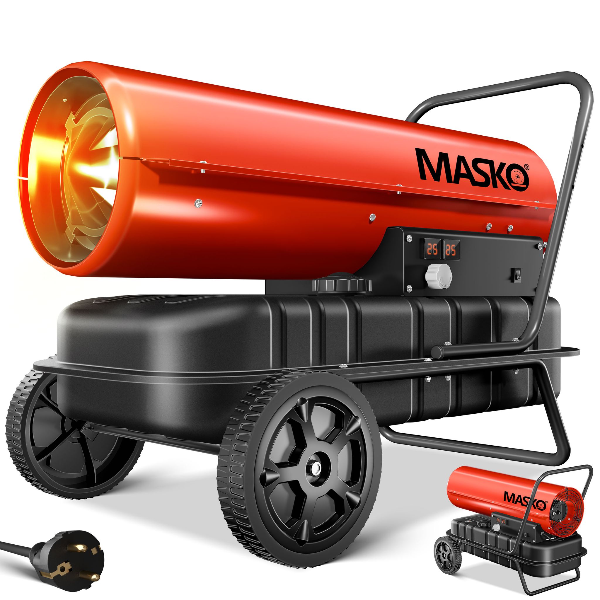 Masko® Diesel-heizkanone 30 Kw Mit Thermostat, 34 L - Rot/schwarz