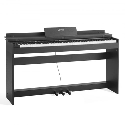 VEVOR Digitalpiano, 88 Tasten vollgewichtet anschlagdynamisch, E-Piano mit Möbelständer, Netzteil, Dreifachpedal, 680 Töne, unterstützt kabellose Verbindung, mit Kopfhörern, für Anfänger
