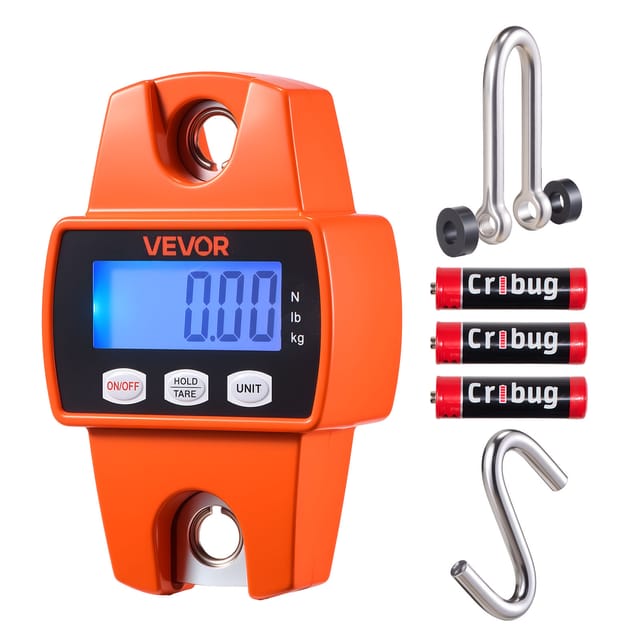 VEVOR Kranwaage 300 kg, Digitale Hängewaage mit Gehäuse aus Aluminiumguss & LCD, Wildwaage 50-g-Teilung & 3-Stufiger Umschaltung, Zugwaage, Fischwaage, Handwaage für Landwirtschaft, Jagd & Angeln
