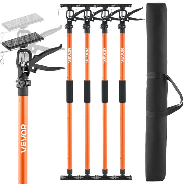 VEVOR Einhandstütze, 4 Stk., Deckenstütze 116–290cm, Teleskopstütze aus Stahl, Montagestütze bis zu 70kg Kapazität zum Installieren von Schränken, Anheben von Trockenbauwänden, Frachtstangen