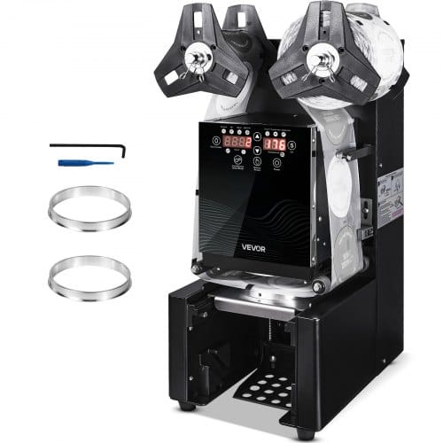 VEVOR Becherversiegelungsmaschine, 500–650 Tassen/h, Verschließmaschine für 190 mm hohe & 90/95 mm große Tassen, Elektrischer Boba-Tee-Versiegeler mit LCD-Bedienfeld für Bubble Milk Tea Coffee