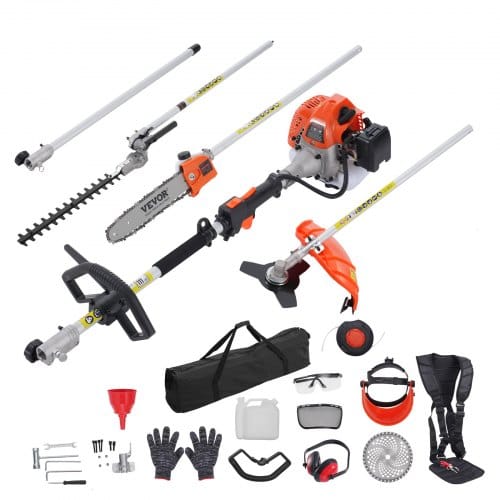 VEVOR 6-in-1 Heckentrimmer Benzin-Heckenschere 52CC Langstielheckenschere