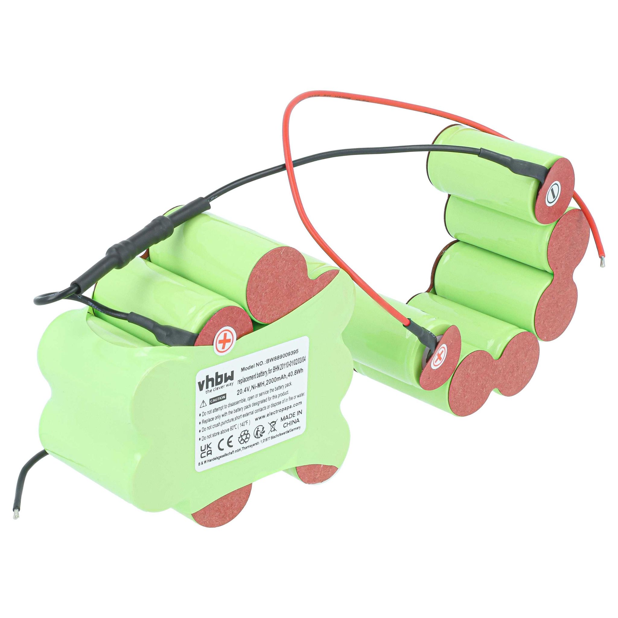 Vhbw Akku Kompatibel Mit Bosch Bhn20110/03, Bhn20110/04, Bhn20110/01 Für Bhn20110/02 Staubsauger (2 Ah, 20,4 V, Nimh)