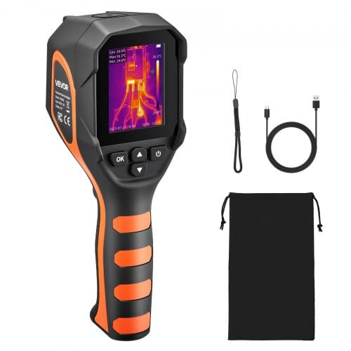 VEVOR Wärmebildkamera, 320 x240 TISR Superauflösung, handheld Thermokamera mit 2MP visueller Kamera, 256 x 192 IR-Auflösung, 25 Hz Bildwiederholfrequenz, -20 °C bis 450 °C, 4 Bildmodi und 6 Farbpaletten