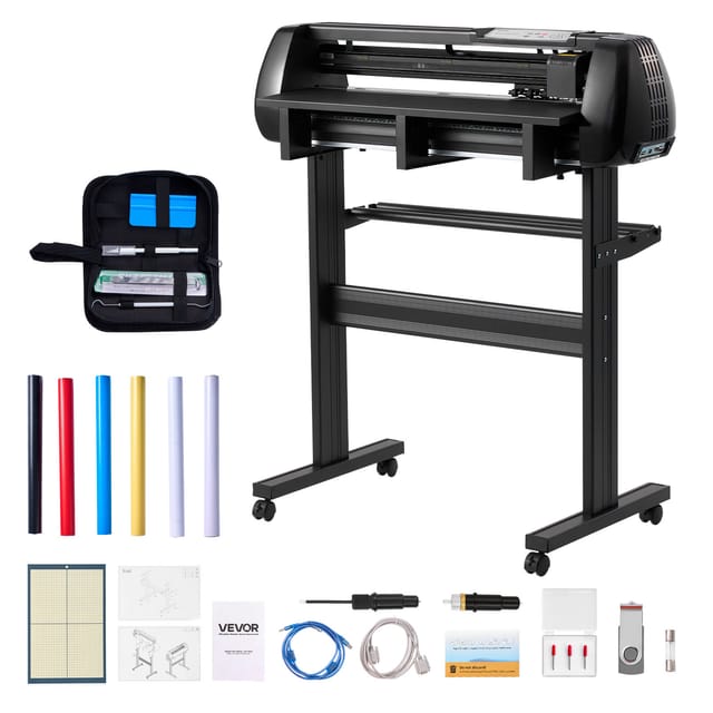 Vevor Vinylschneidemaschine Mit 72 Cm Max. Zufuhrbreite & Doppelklingen & Led-anzeige, Einstellbares Vinyl-schneideplotter-set Mit Aufkleberbögen & Transferfolien & Signmaster-software