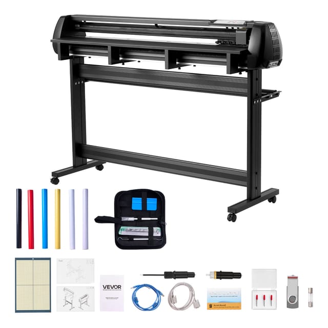 VEVOR Vinylschneidemaschine mit 135 cm max. Zufuhrbreite & Doppelklingen & LED-Anzeige, einstellbares Vinyl-Schneideplotter-Set mit Aufkleberbögen & Transferfolien & Signmaster-Software
