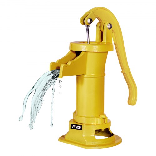 VEVOR Schwengelpumpe Antik Vintage, 7,6 m Förderhöhe, Nostalgiepumpe aus Gusseisen, Brunnenpumpe, Handpumpe, NPT 1-1/4 Zoll Anschluss, Gartenpumpe, für Garten, Teich, Hof, Bauernhof, Gelb