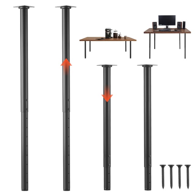 VEVOR Tischbeine 4er-Set, Möbelfüße 60–100 cm Höhenverstellbar, Tischfüße Max. 544 kg, Teleskopbein aus Kohlenstoffstahl, für Schreibtische, Couchtische, Esstische, Werkbänke, Rund