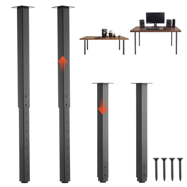 VEVOR Tischbeine 4er-Set, Möbelfüße 60–100cm Höhenverstellbar, Tischfüße Max. 544 kg, Teleskopbein aus Kohlenstoffstahl, für Schreibtische, Couchtische, Esstische, Werkbänke, Quadratisch